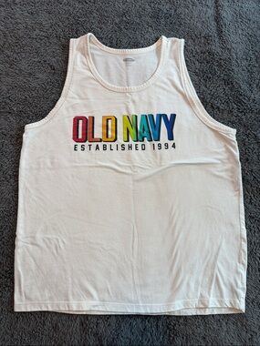 Old Navy White Tank with Rainbow Pride Lettering